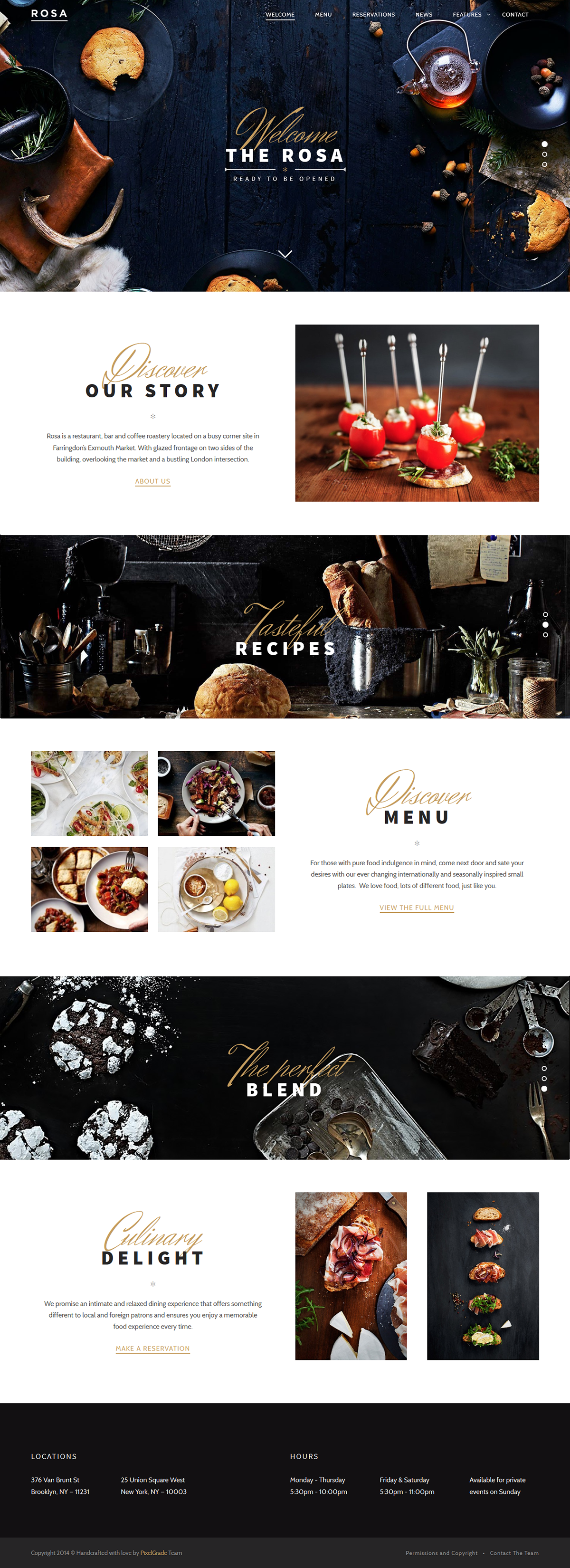 bakery bar cafe flat Food  fullscreen map menu parallax pixelgrade portfolio presentation pub reservation restaurant