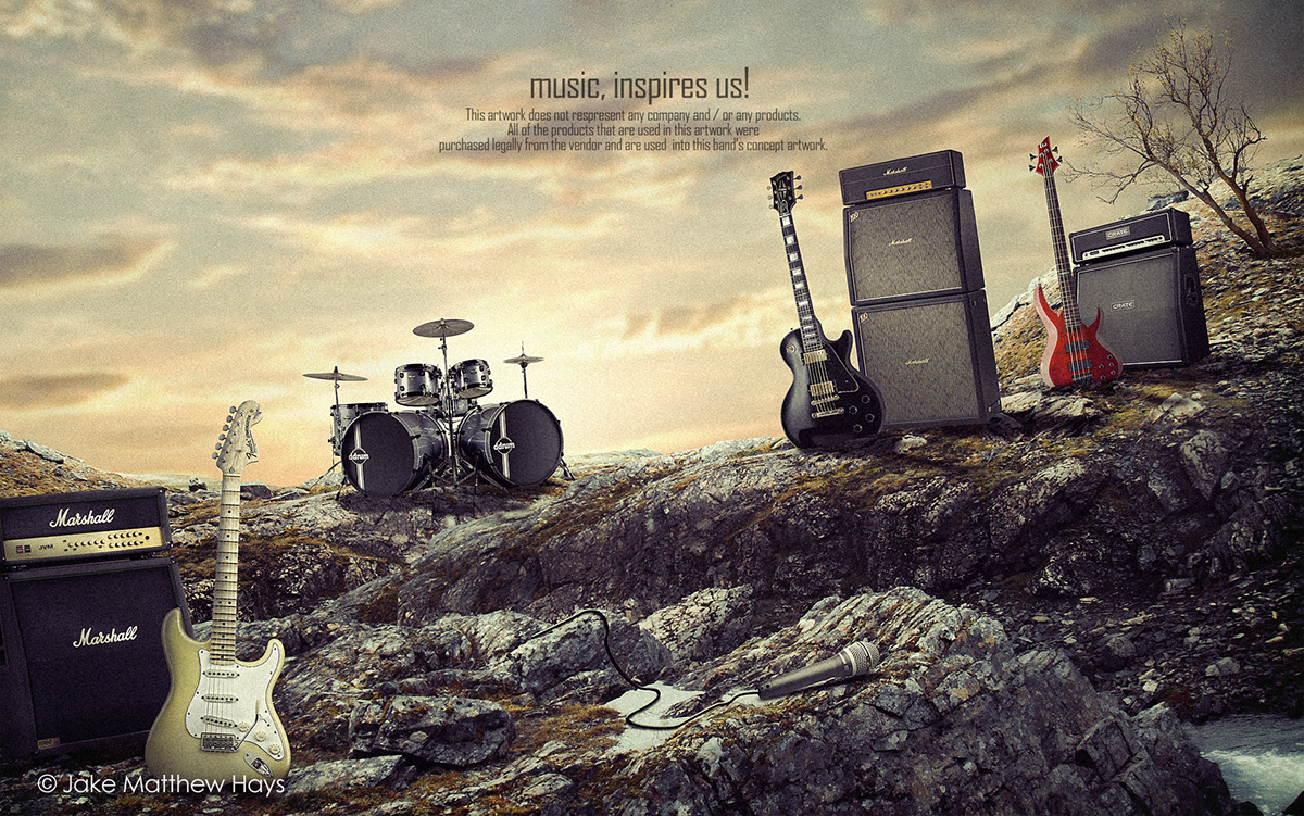 music band jari susuk heavy metal Creative Photo Manipulation commercial photomanipulation guitar gibson les paul fender stratocaster band album cover concerts dave hill Creativity malaysia