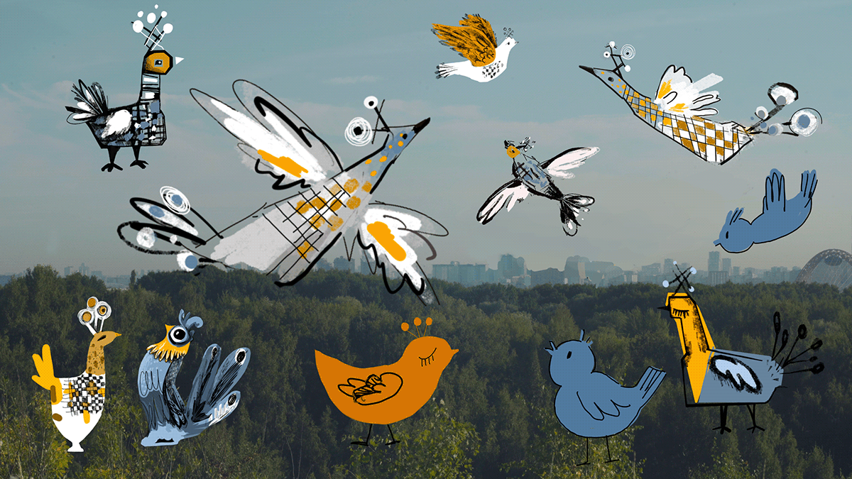 animation  birds Character design  clouds Digital Art  folk folkmusic musicvideo snake wolf