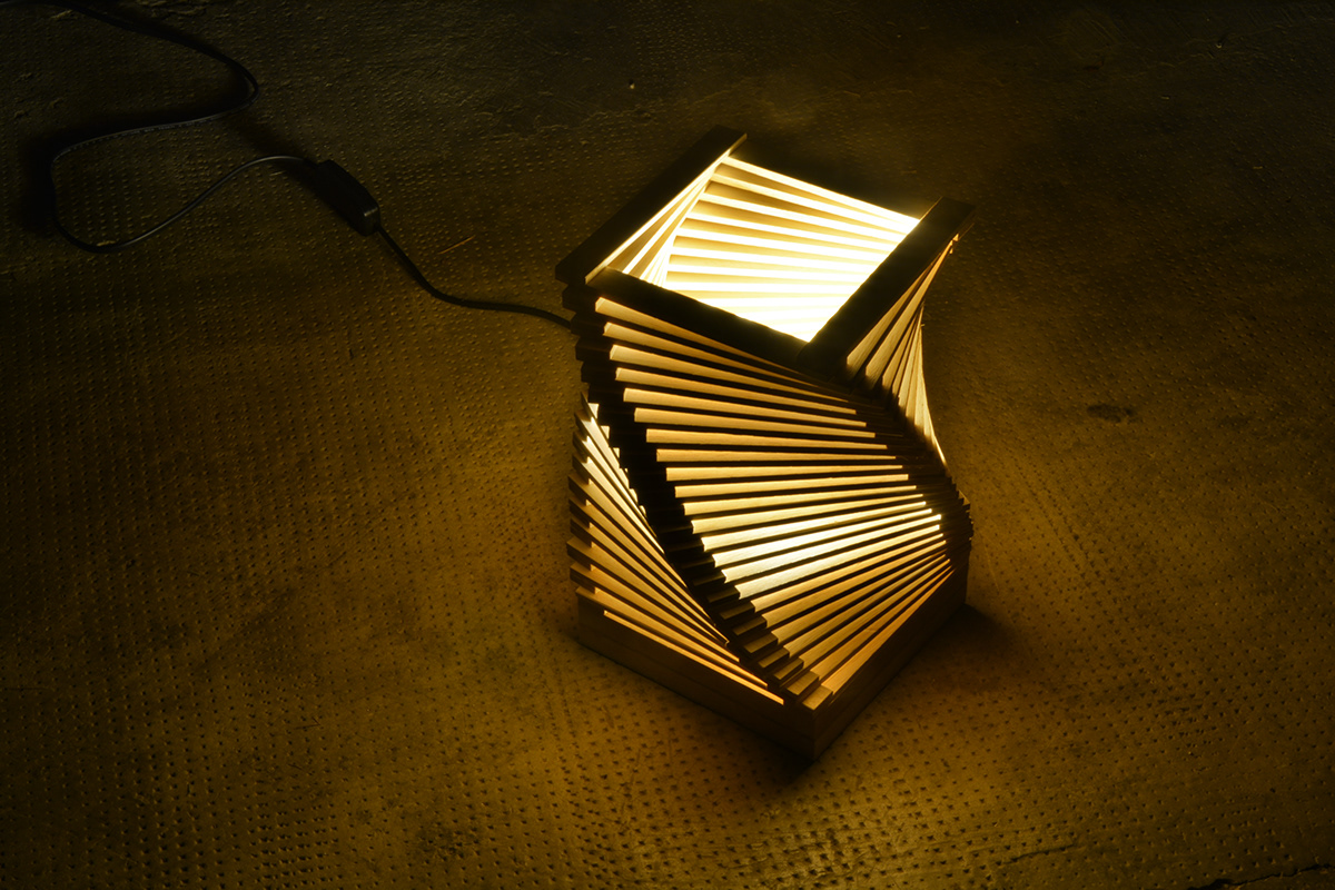 DNA Lamp design Spiral wood