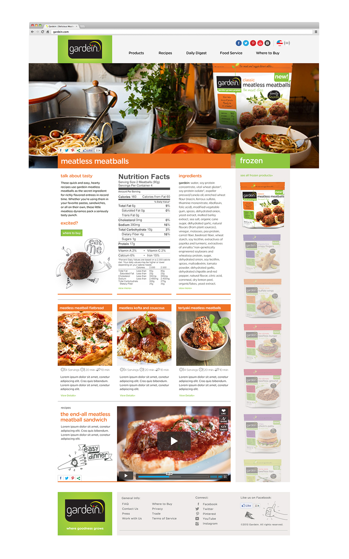 Gardein site redesign Food  vegan Vegetarian food service