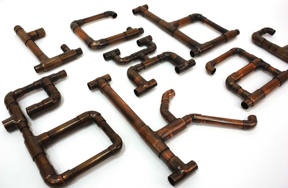 Sculptural Typography copper copper pipe letterforms CCAD CCA+D corcoran sculptural type