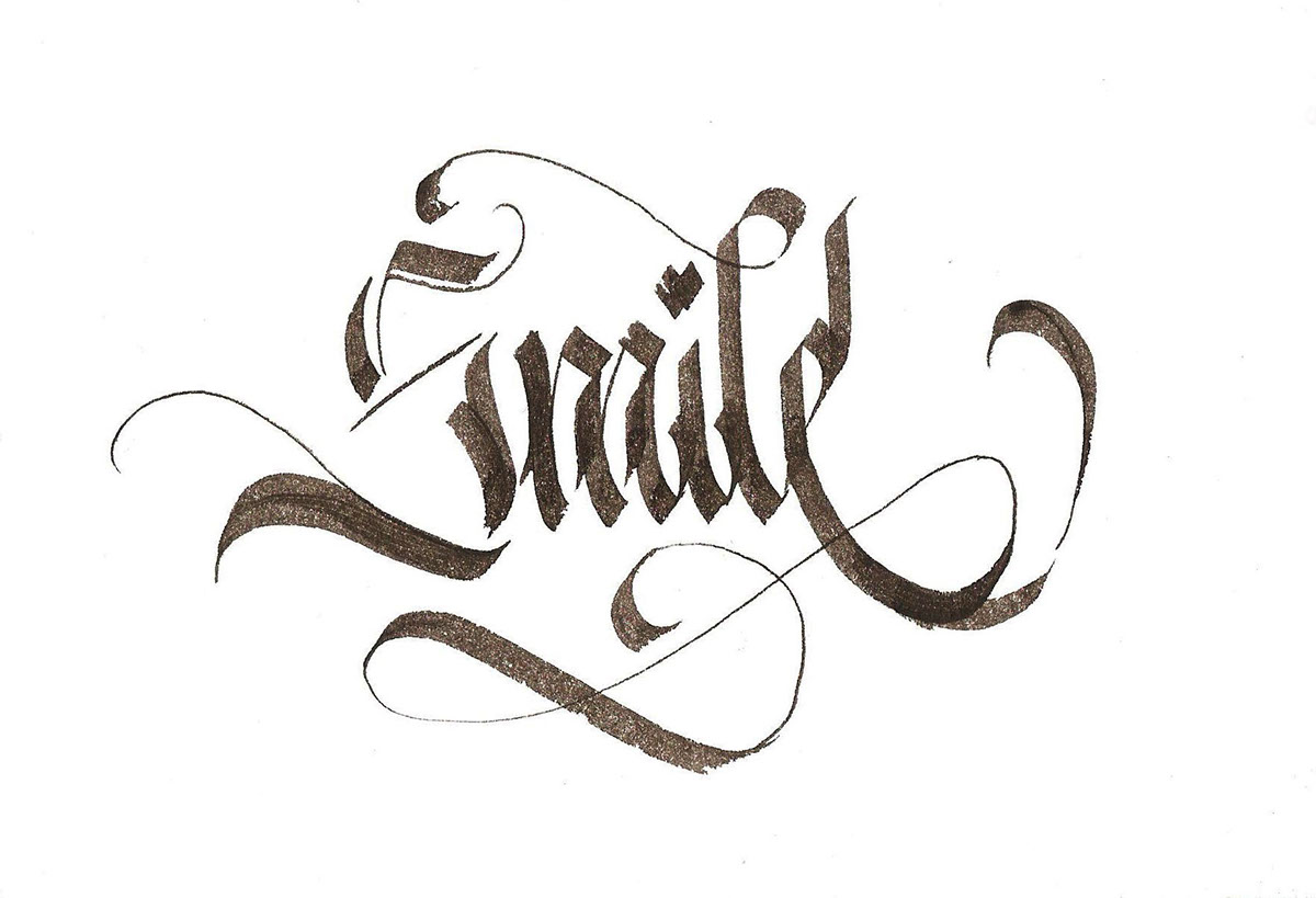 kaligrafika kaligrafia typografia Liternictwo smile petross