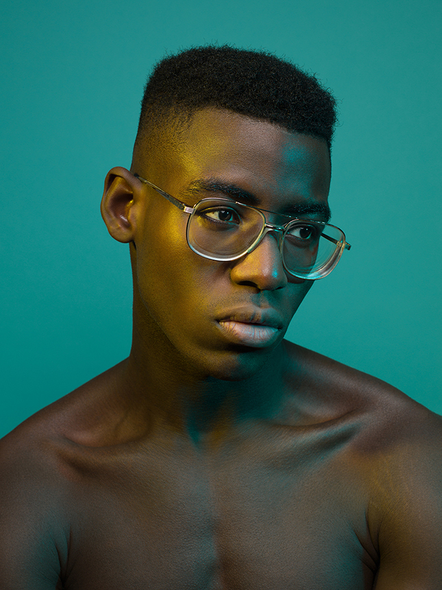 portrait Black Skin nigeria nigerian model glasses colours studio Hasselblad h5D40 beauty fashion photography studio lights close up Profoto lights