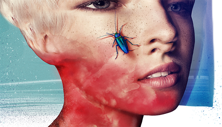 psychic portrait red insect female sick  depressive deep abstract experimental new Illustrator editorial photoshop magazine