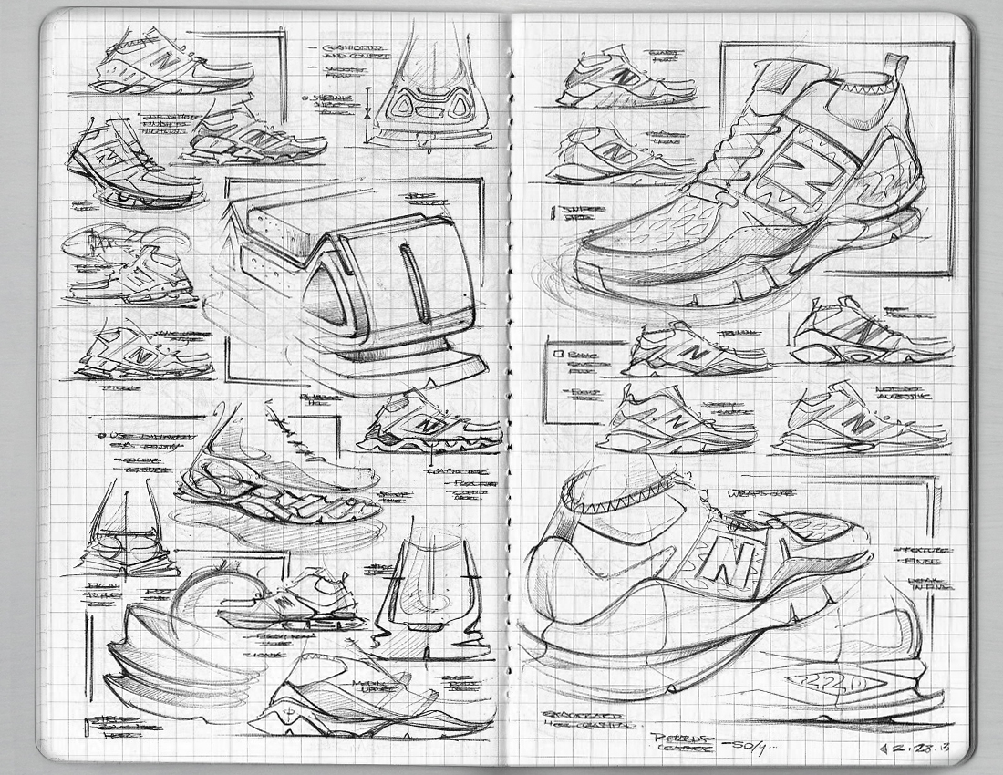 sketch  sketches sketching footwear sneakers shoes sketchbook New Balance matt dealmeida matthew dealmeida