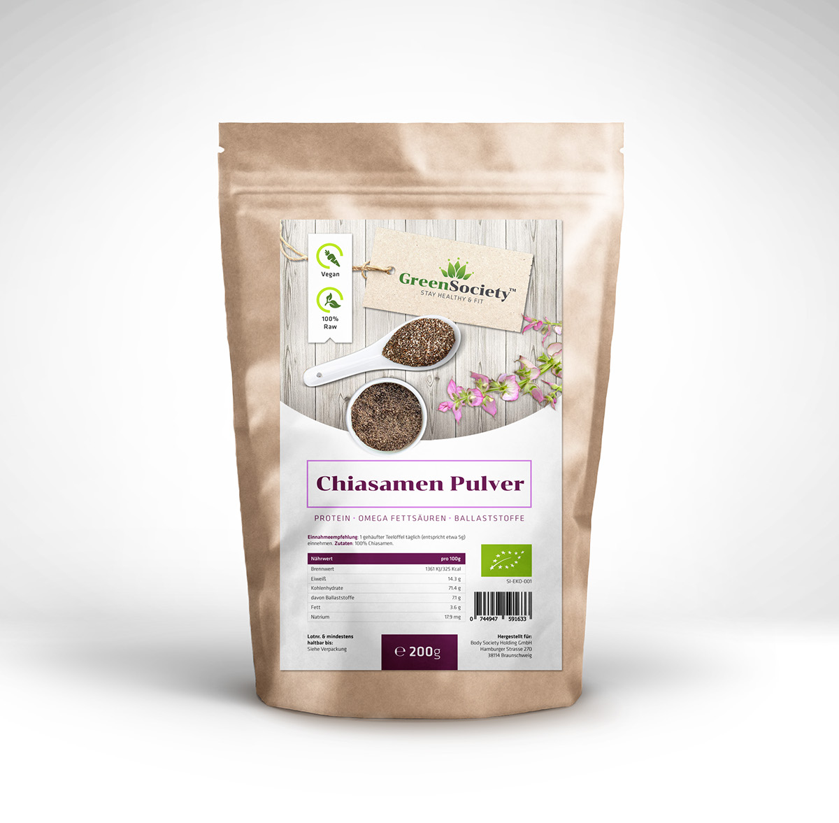 package brand desiign logo product bio green Label wheatgrass superfood healthy eco chlorella Coconut Chia