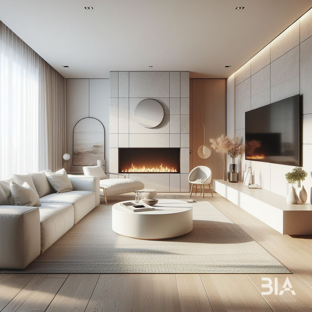 interior design  architecture Render visualization 3D fireplace living room design