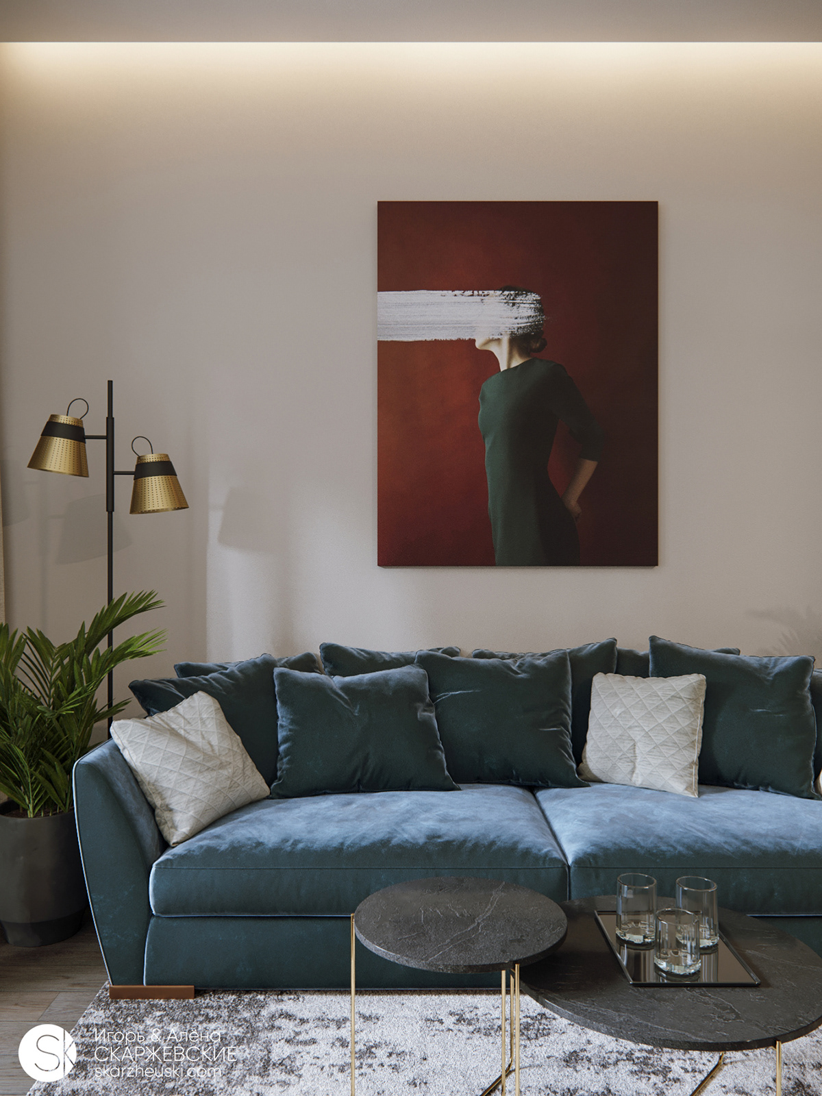 design Interior modern eclectic 3ds max corona renderer corona visualisation minsk apartment