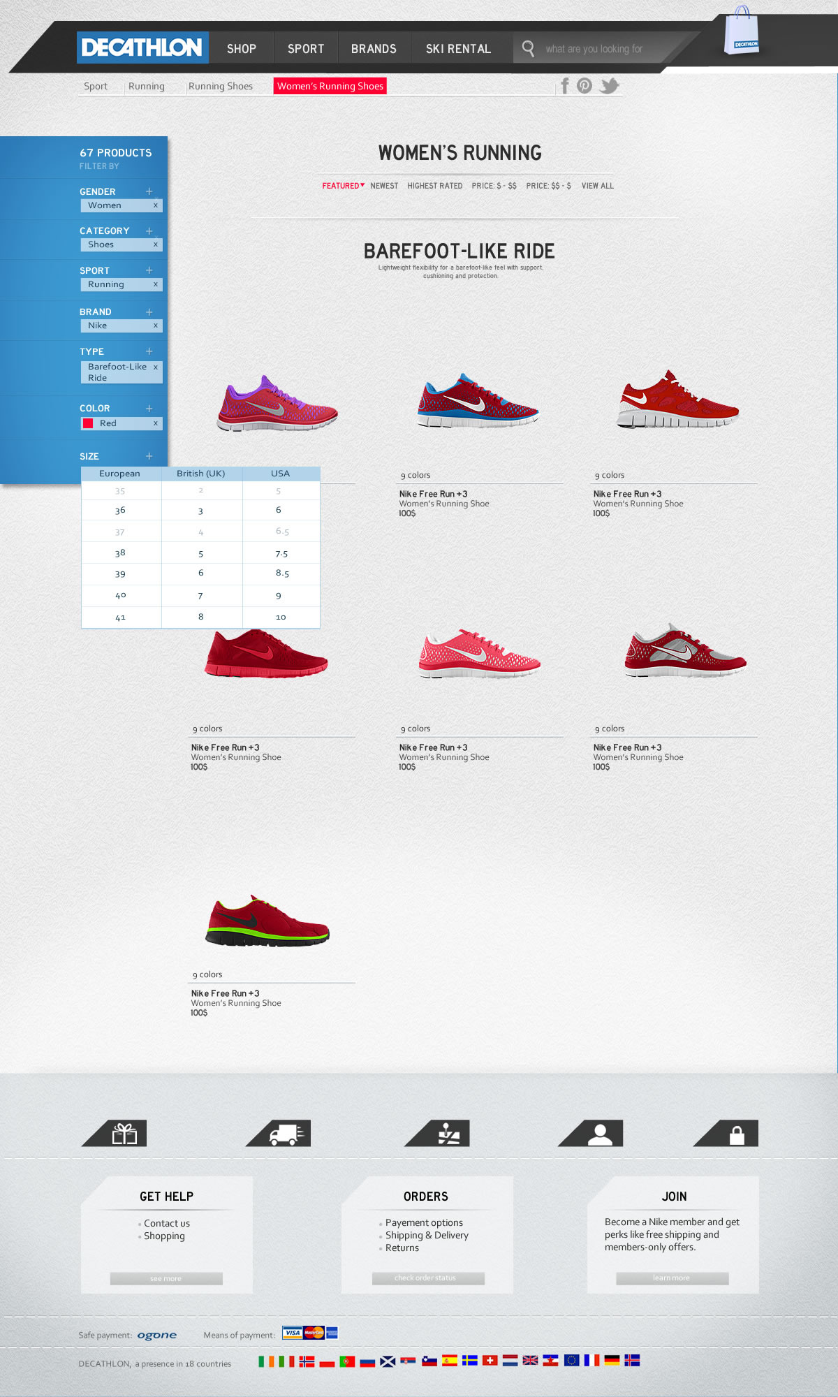decathlon Webdesign sport interactive design Website shoes Sportswear blue