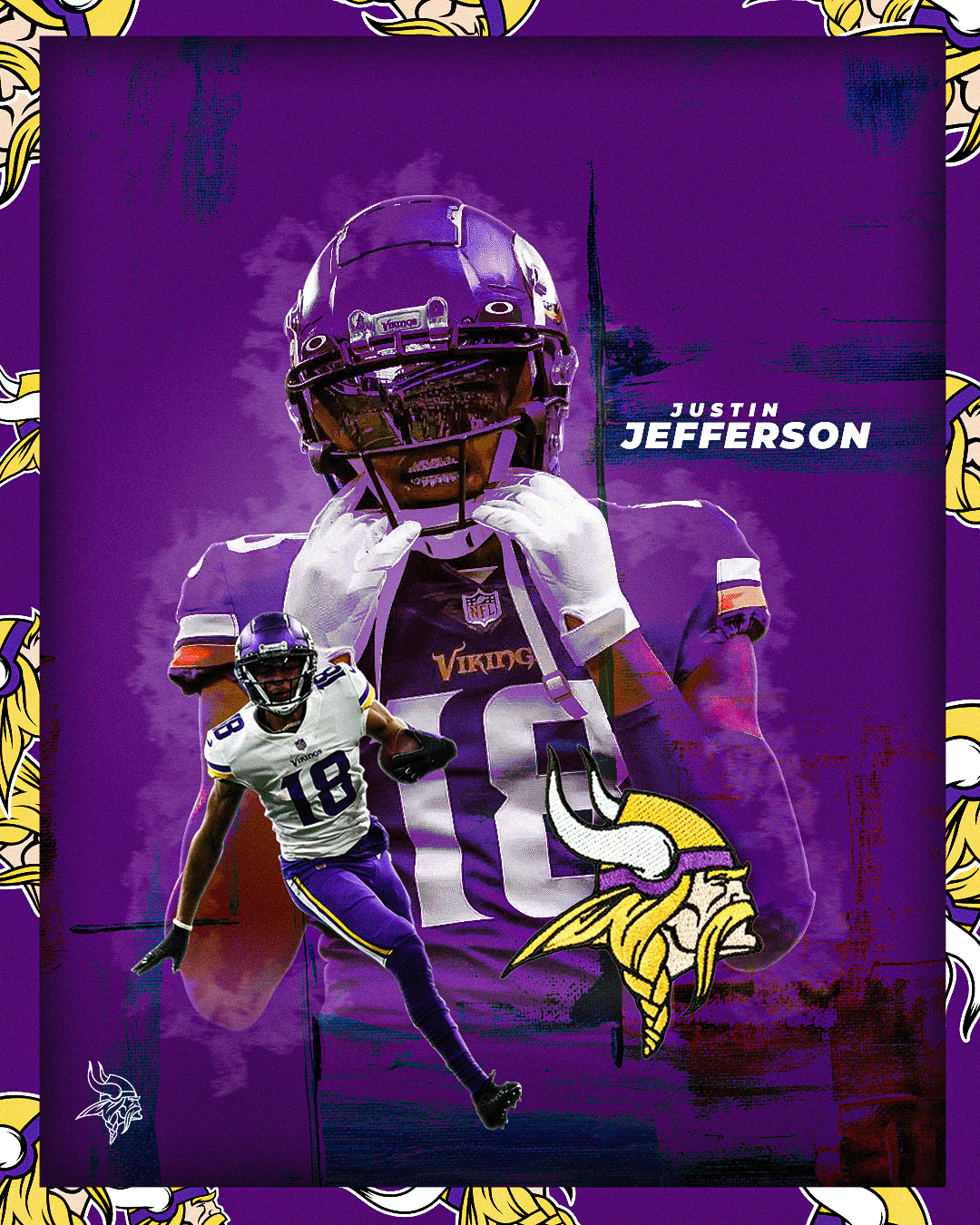 NFL design  football Sports Design Social media post Graphic Designer design Justin Jefferson vikings Minnesota Vikings nfl