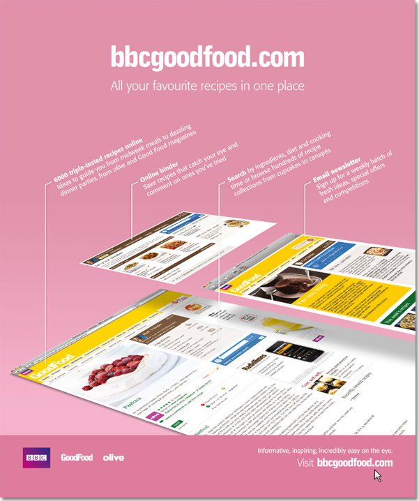 BBC radio times Good Food top gear adverts iphone app promo Ident print ad bbc green