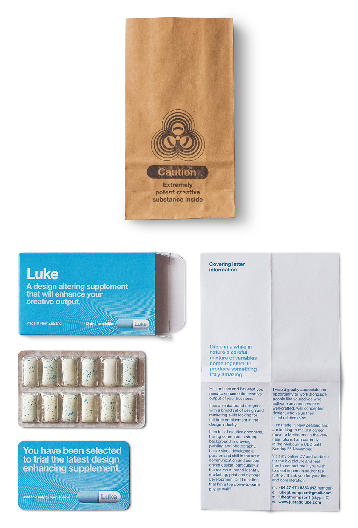 Just Add Luke Self Promotion Pharmaceutical medical blue helvetica portfolio New Zealand