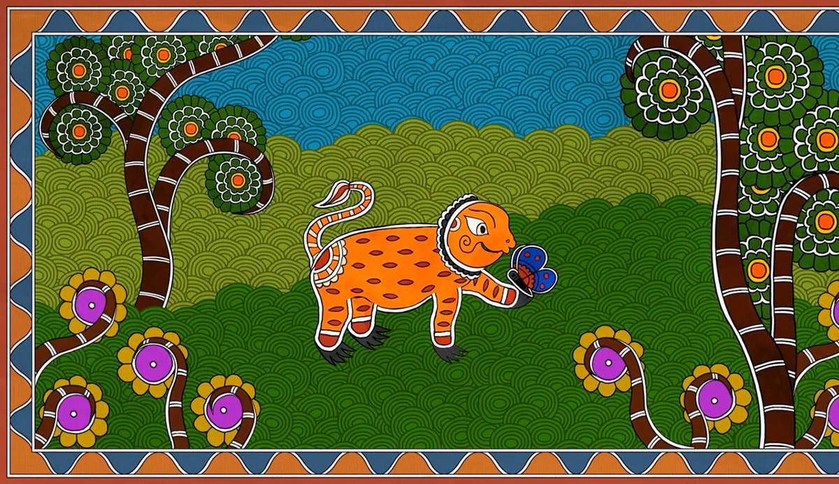 folktales of india folktales animation  madhubani mithila   ILLUSTRATION  India Uttarpradesh  lion's wedding jungle