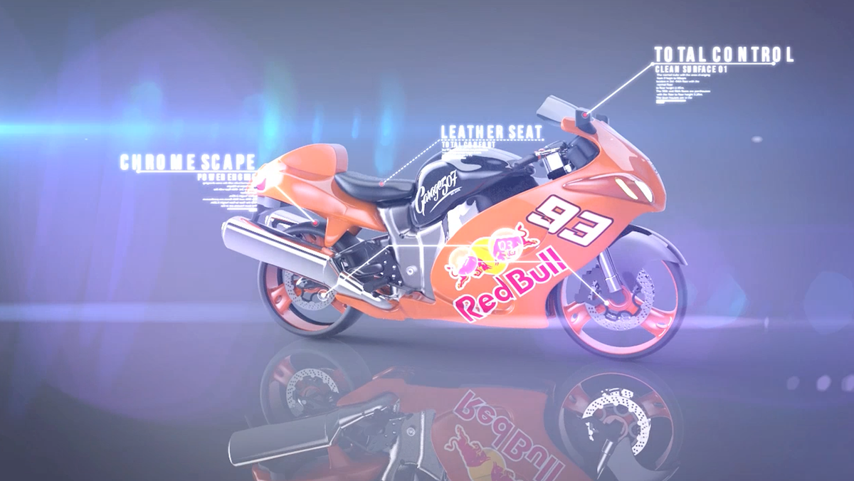 3d animation animation  MORION GRAPHICS after effects c4d cinema 4d motorbike Red Bull design