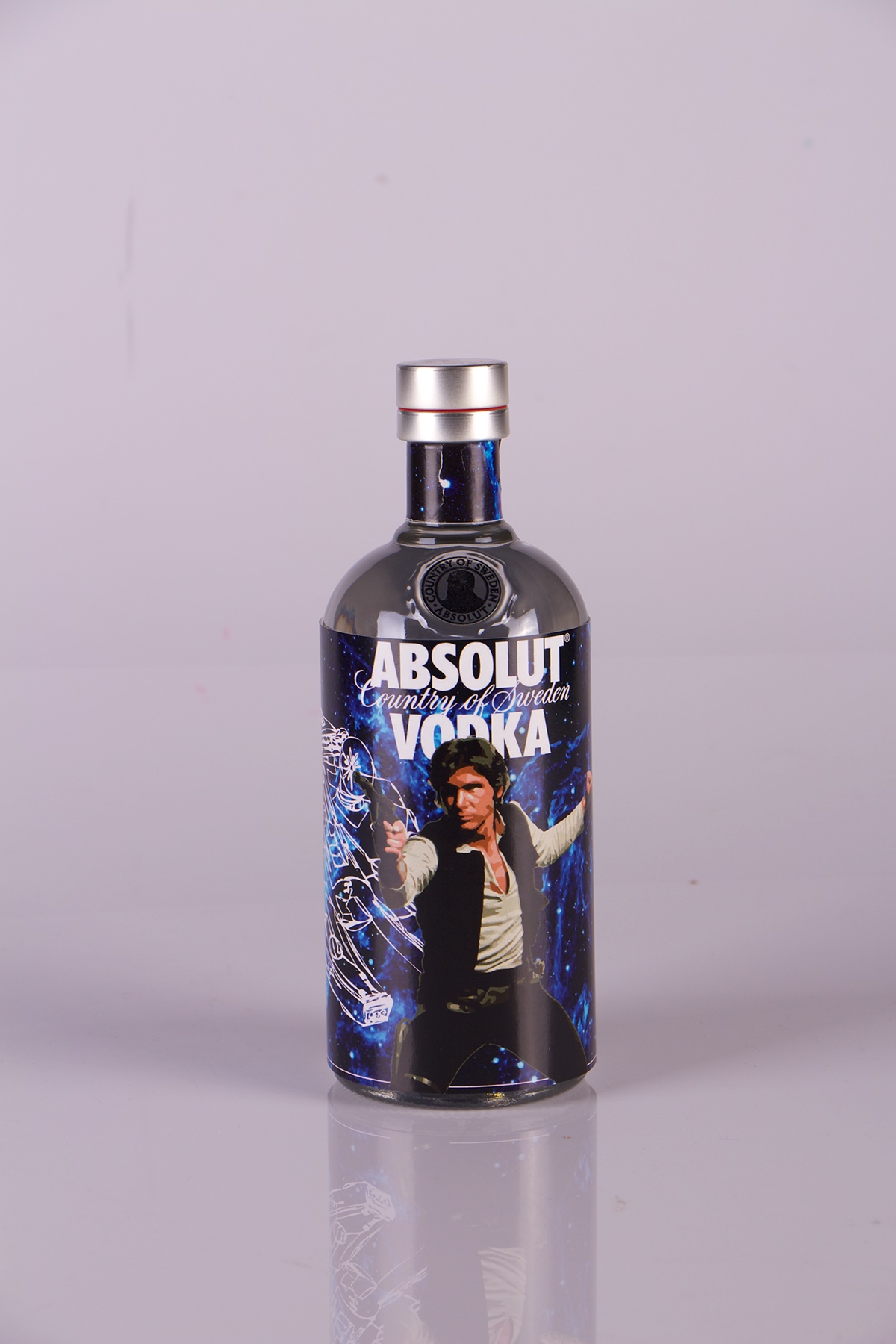 star wars Han Solo obi van kenobi yoda luke skywalker absolut Vodka bottle Label design Promotional poster creative harison ford