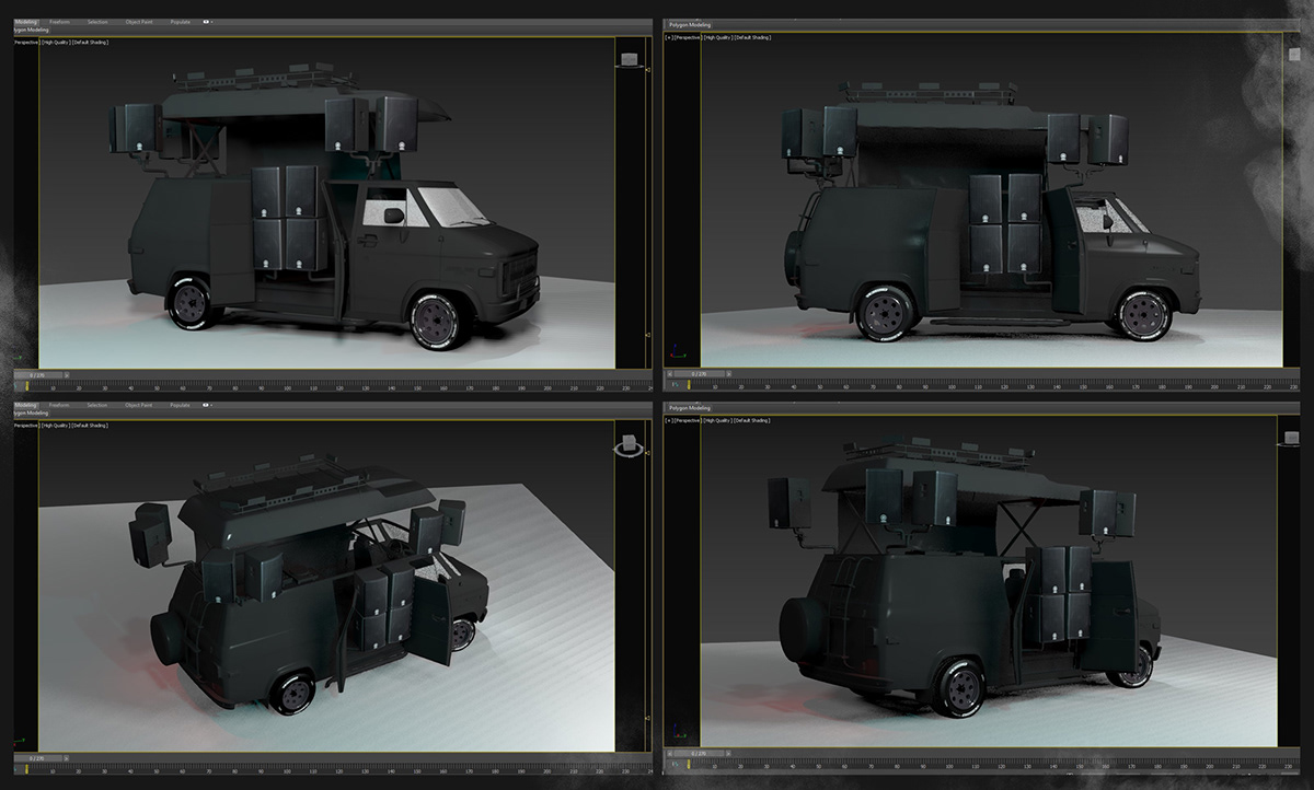 3D 3d max car concept CoronaRender  design dj Event Render Van visualization