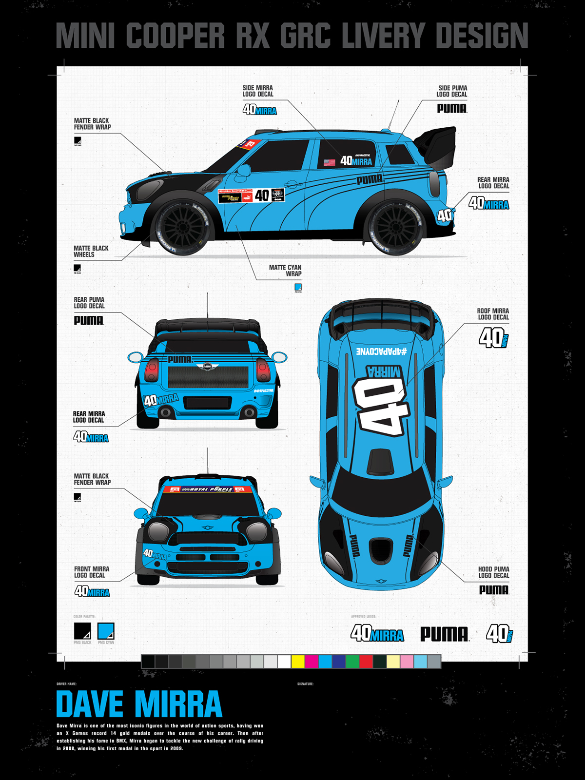 Livery car wrap mirra action sports poster apparel xgames dave mirra Racing car