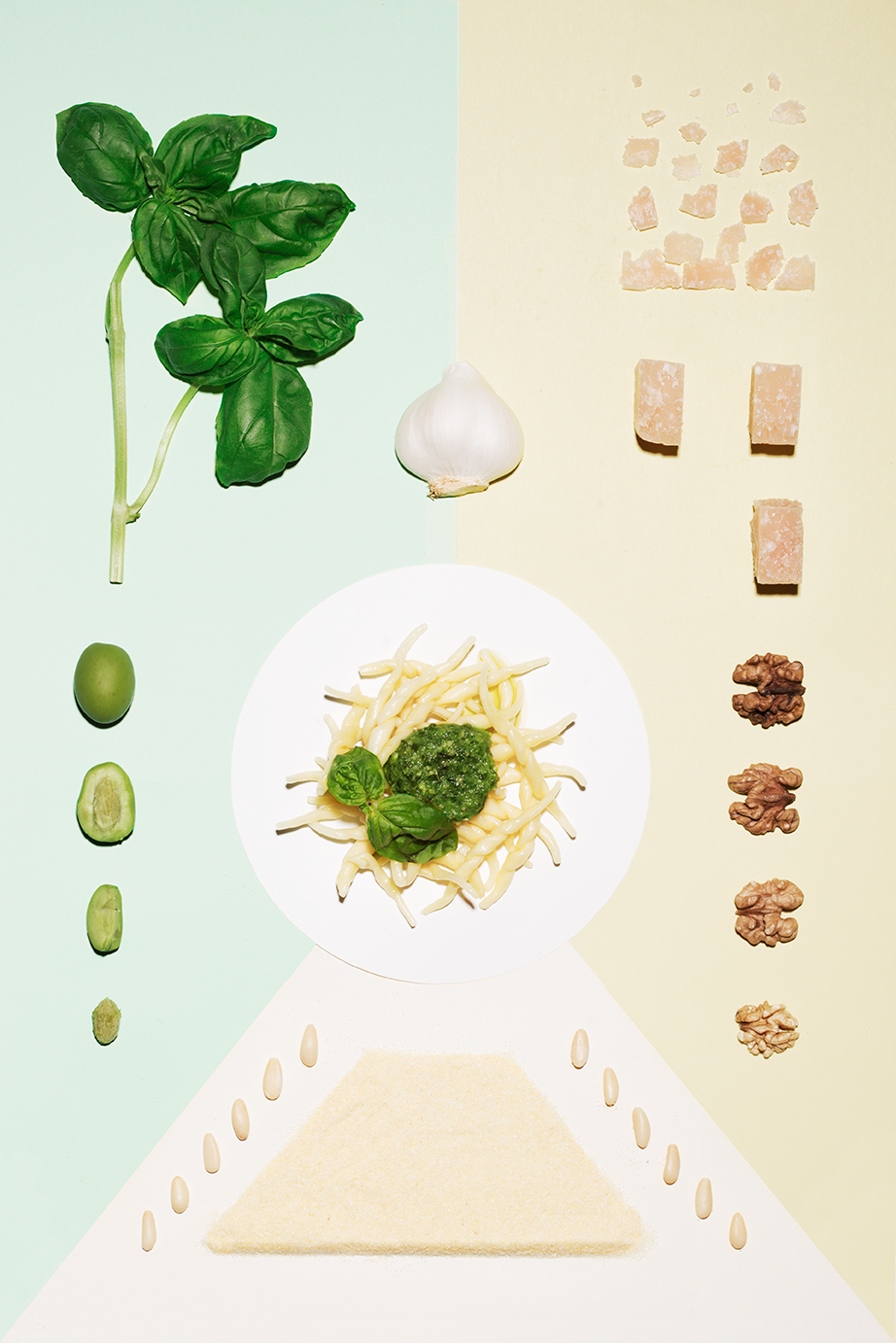 deconstruct Food  geometry ingredients colors organized neatly