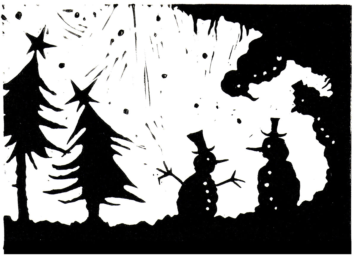 christmas card Christmas xmas xmas card Christmas Art Silhouette linocut linocut print silhouette art black and white relief printing Christmas Tags xmas tags tags Greetings card