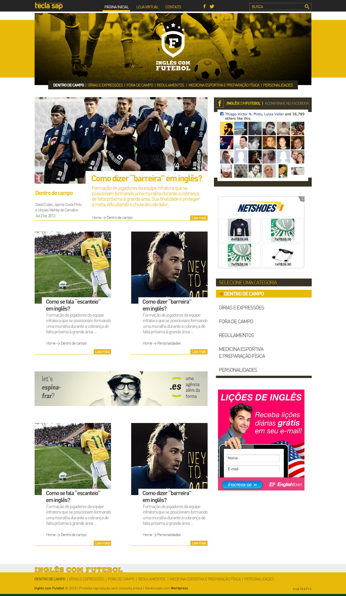 Inglês com futebol Blog identidade visual