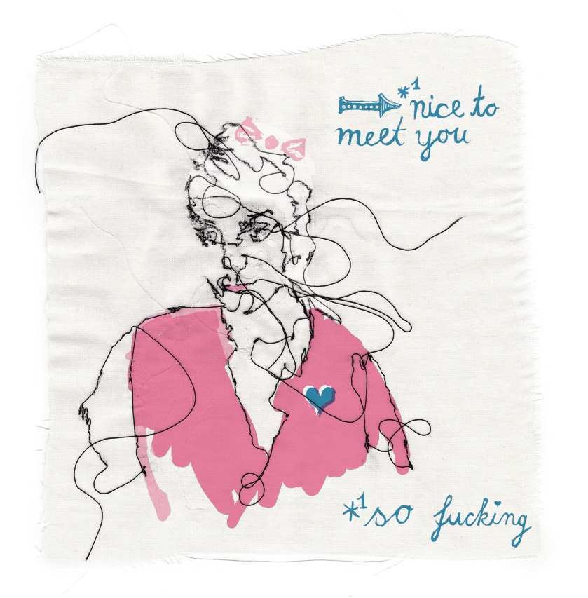 sewing stitched fabric nähillustration nähen Stoff julia weikinn nadel faden portrait Porträt mädchen girls girl