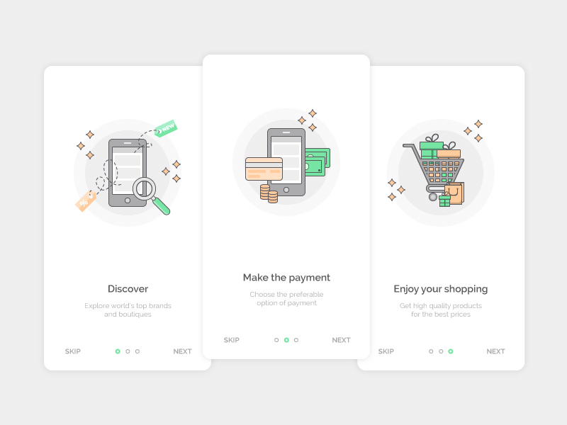 android app mobile ios e-commerce Online shop icons outline icon onboarding screens UI ux