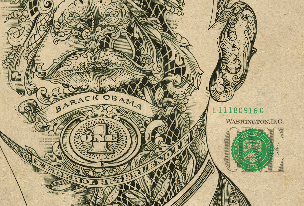 Barack Obama portrait dollar money