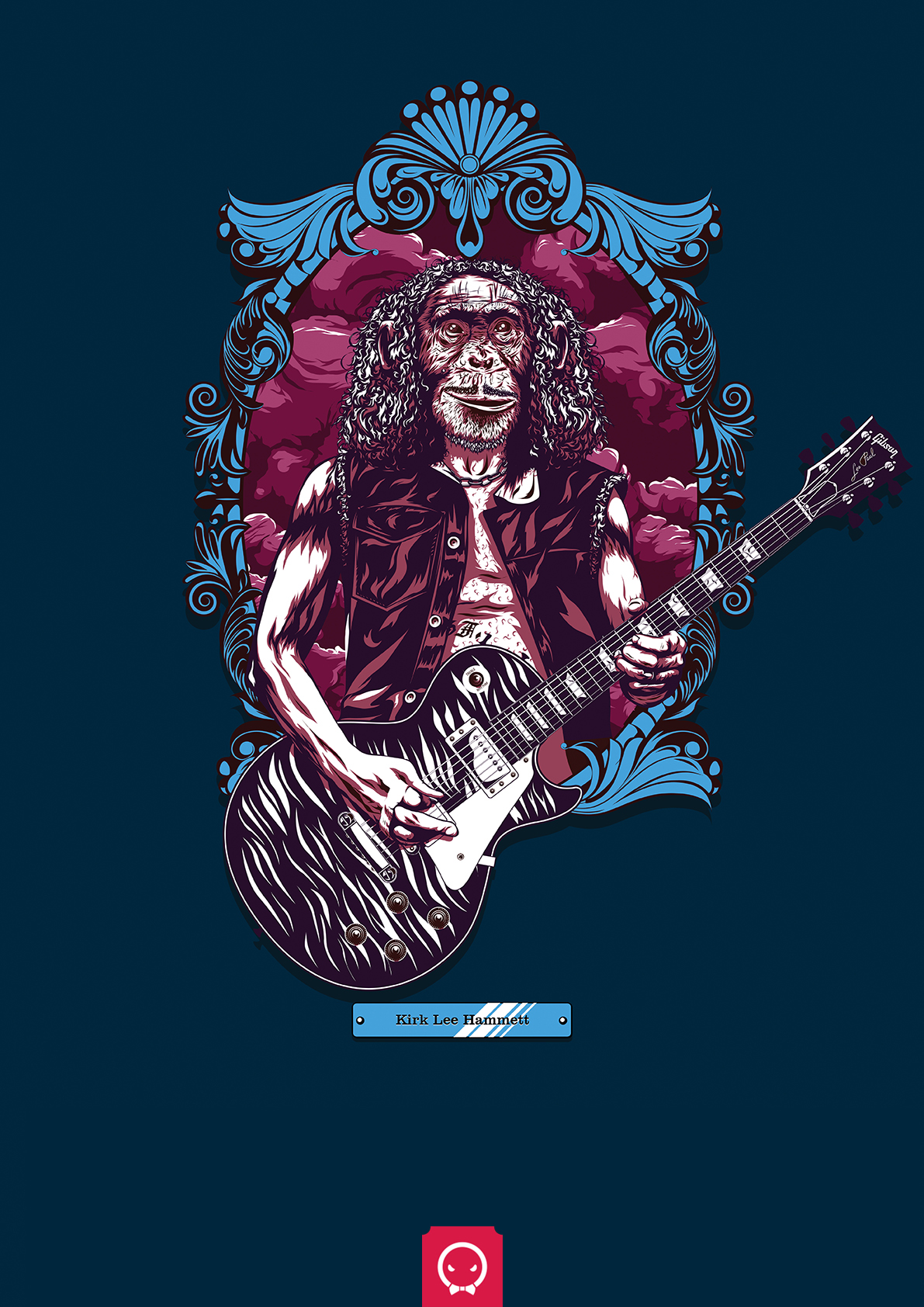 guitars Keith Richards Angus Young kirk hammett Metallica rolling stones ac/dc monkeys vector print guitarists rock poster