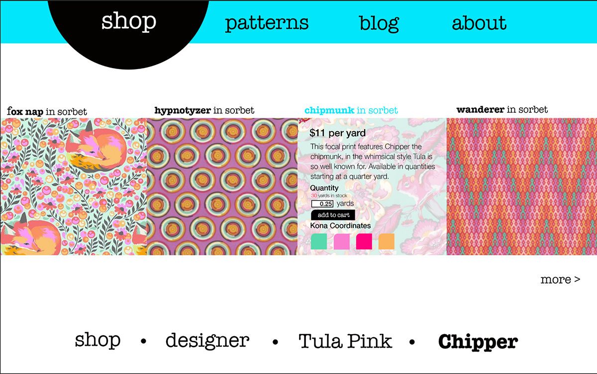 quilting e-commerce Website Design Fabric website rebranding stand alone site E-commerce Design