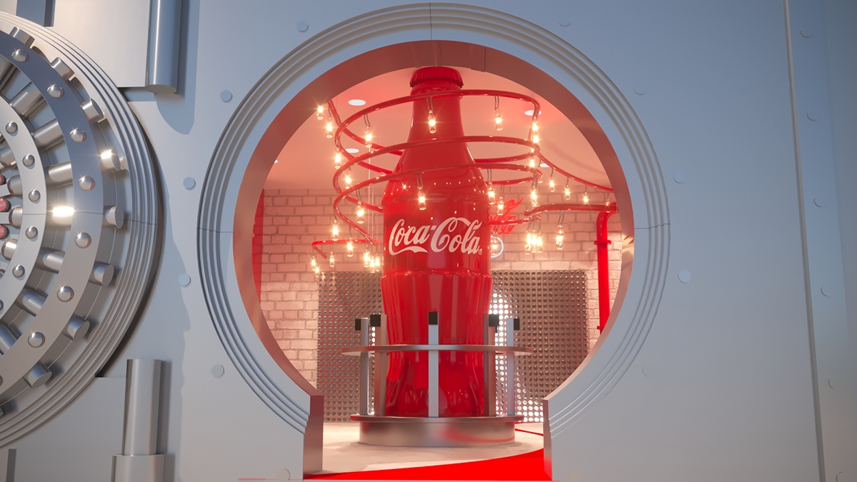 coca cola safe bottle red design 3D booth selfie activation