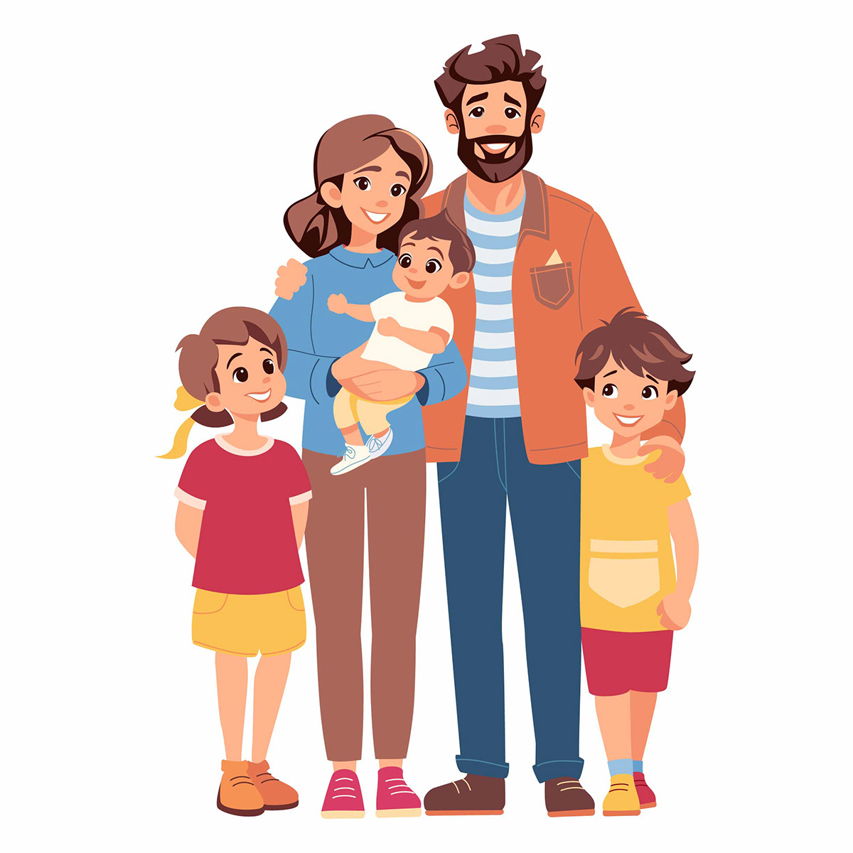 family kids cartoon Character design  adobe illustrator vector flat illustration flat design ILLUSTRATION  people