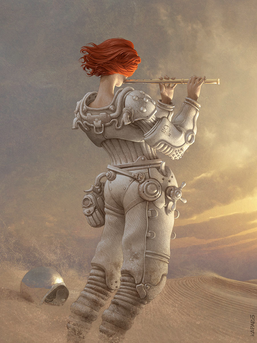 surreal sci-fi art mars astronaut fantastic worlds Antonio Caparo voyagers alien ghost goddess
