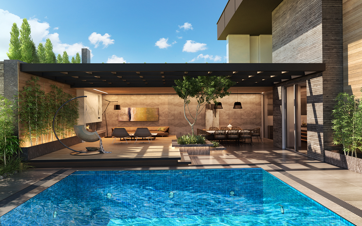 veranda Pool garden design Interior visualization