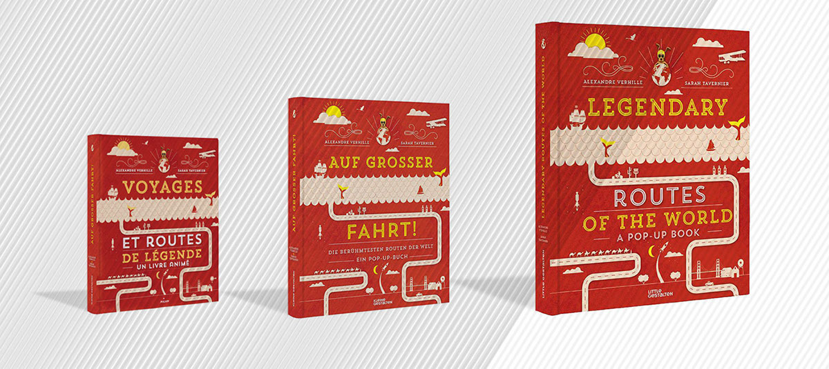 pop up livre animé design papier ingenierie papier Milan edition routes mythiques Route 66 route du rhum Route Soie route lune Aeropostale Data