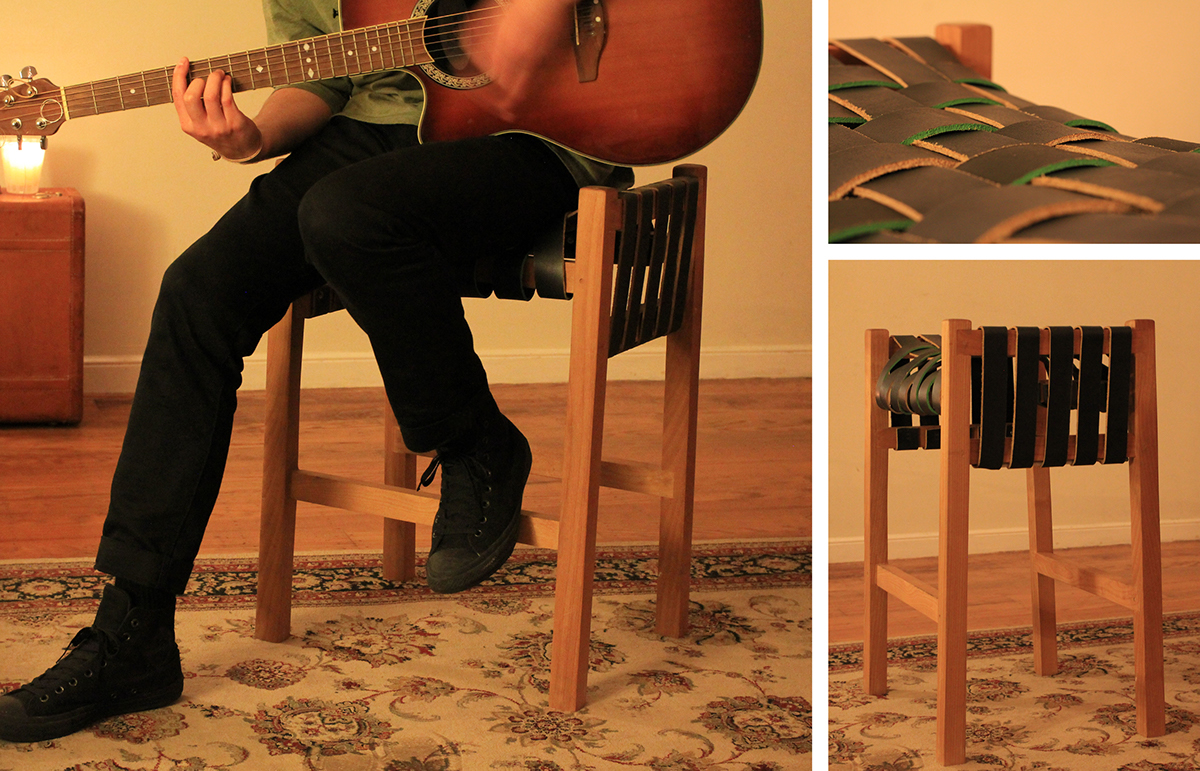 Adobe Portfolio wood leather cnc ShopBot stool woodworking solidoworks Solidworks partworks