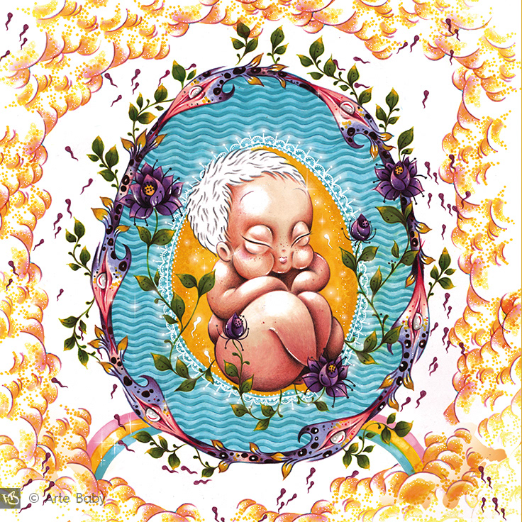 myth dream fantastic baby card faire-part naissance crayon de couleurs baby venus mythical Myrtle ouroboros egg