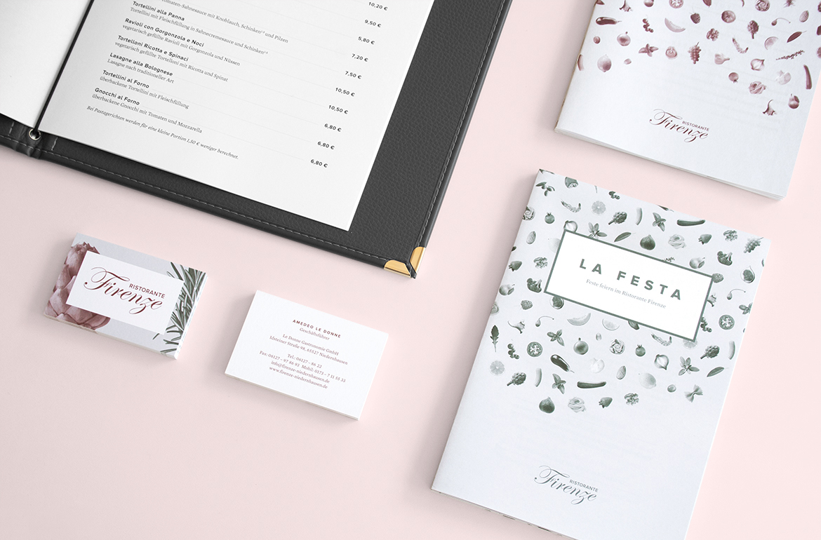 Corporate Design Corporate Identity CI logo print collateral Stationery business card flyer menu Menu Card restaurant Food  cooking italian gastronomy