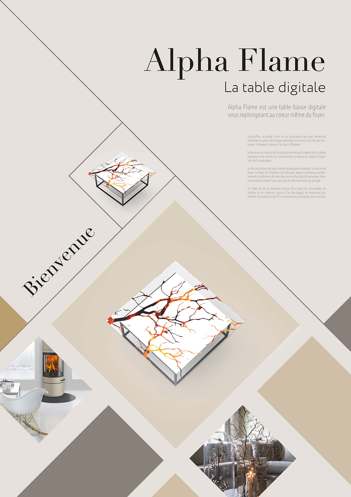 design design produit interior design  mobilier table digital 3D projet concours naturel