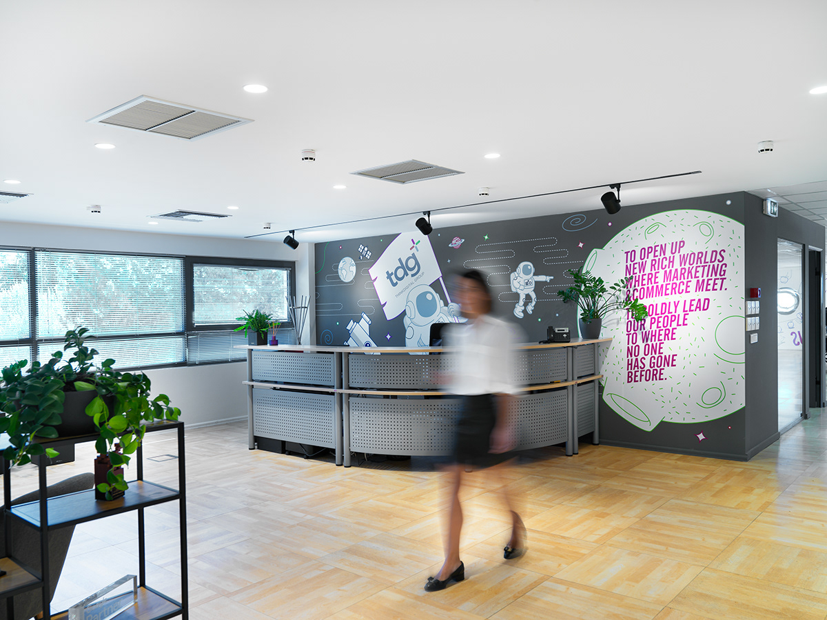 corporate Headquarters Interior Graphics Spatial Design TDG thinkdigital vinyl stickers