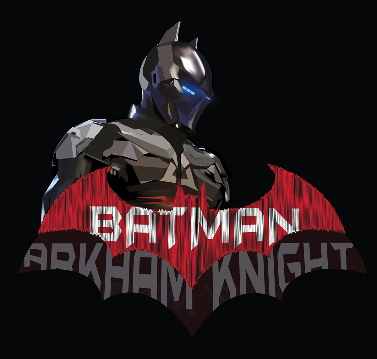 diseño vectorial batman Arkham Knight malla de degradado adobe illustrator no man's sky