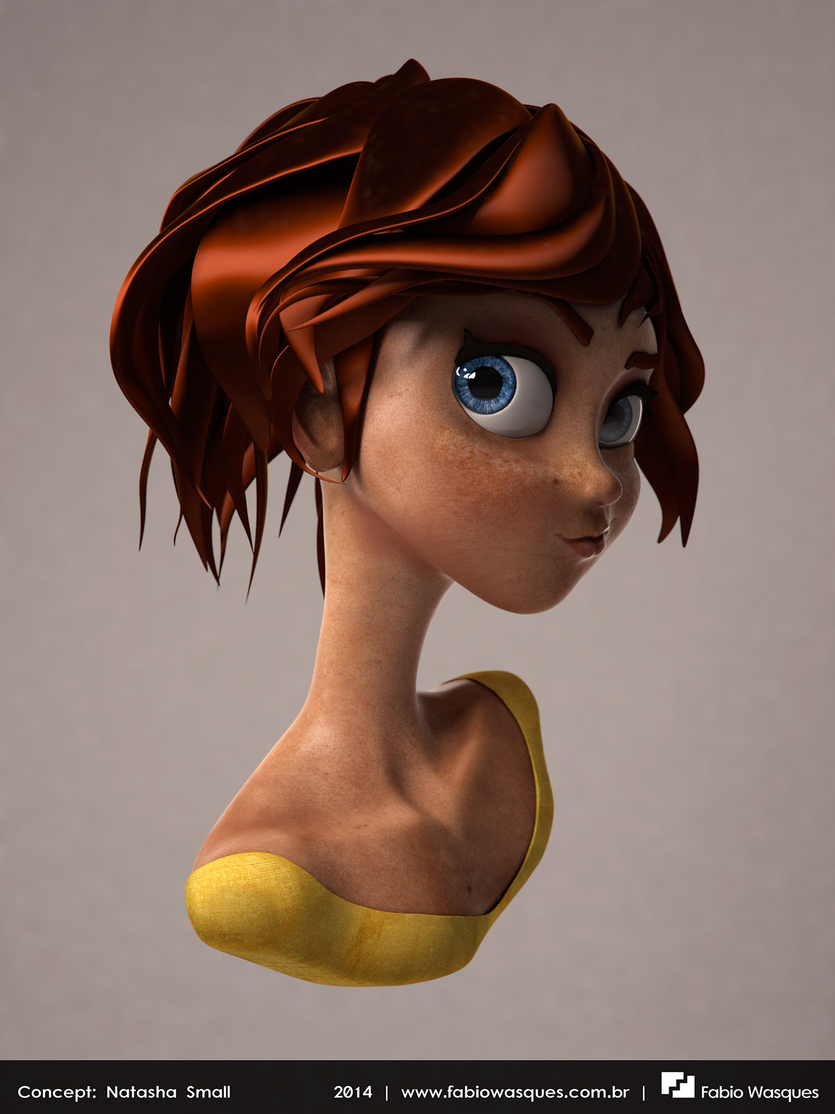cartoon Zbrush 3dsmax Mudbox girl Sculpt CG Character vray redhead pretty freckles