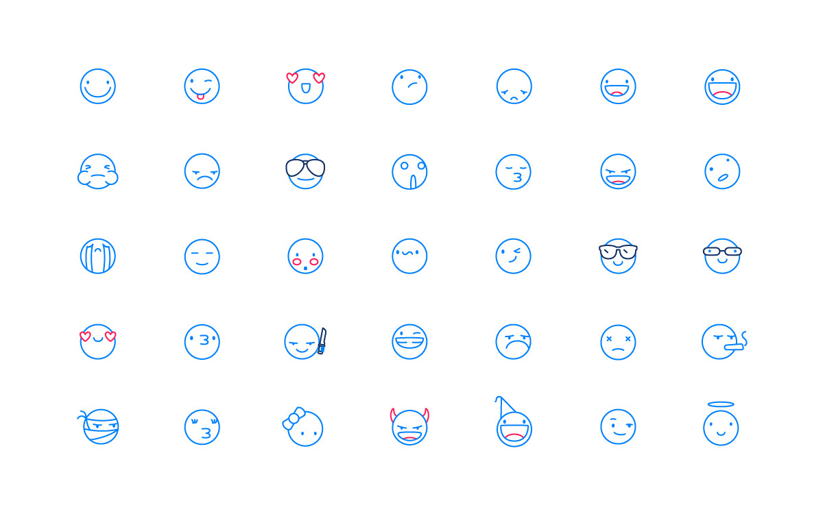 emoticons Emoji stickers cartoon cute silly bright Colourful  app messaging site Website happy sad