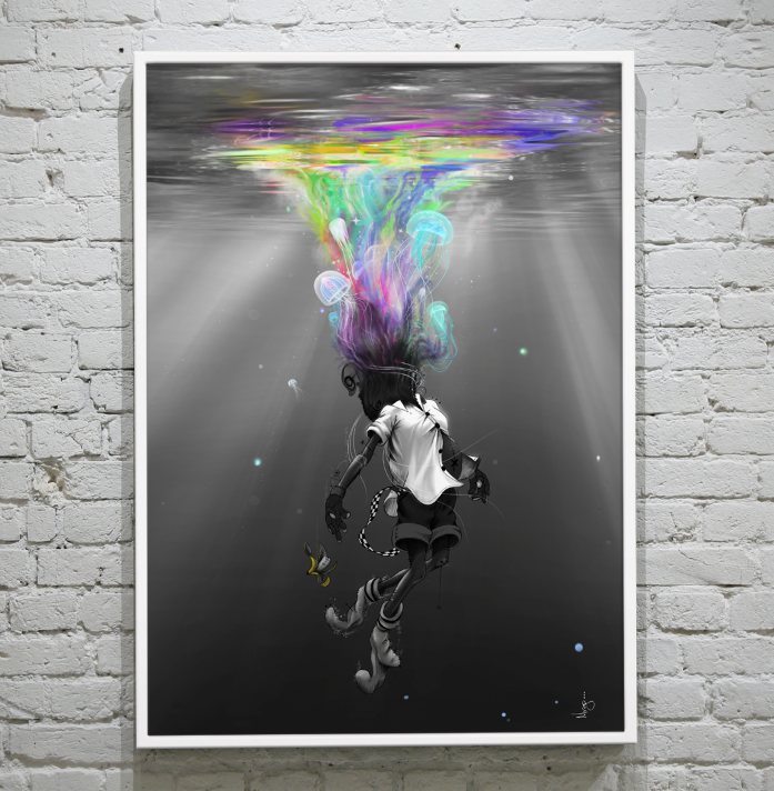 mind expansion jelly fish jellyfish underwater Mr Go ClickForArt giclee print freedom smoke Colourful  floating braces limited edition happiness