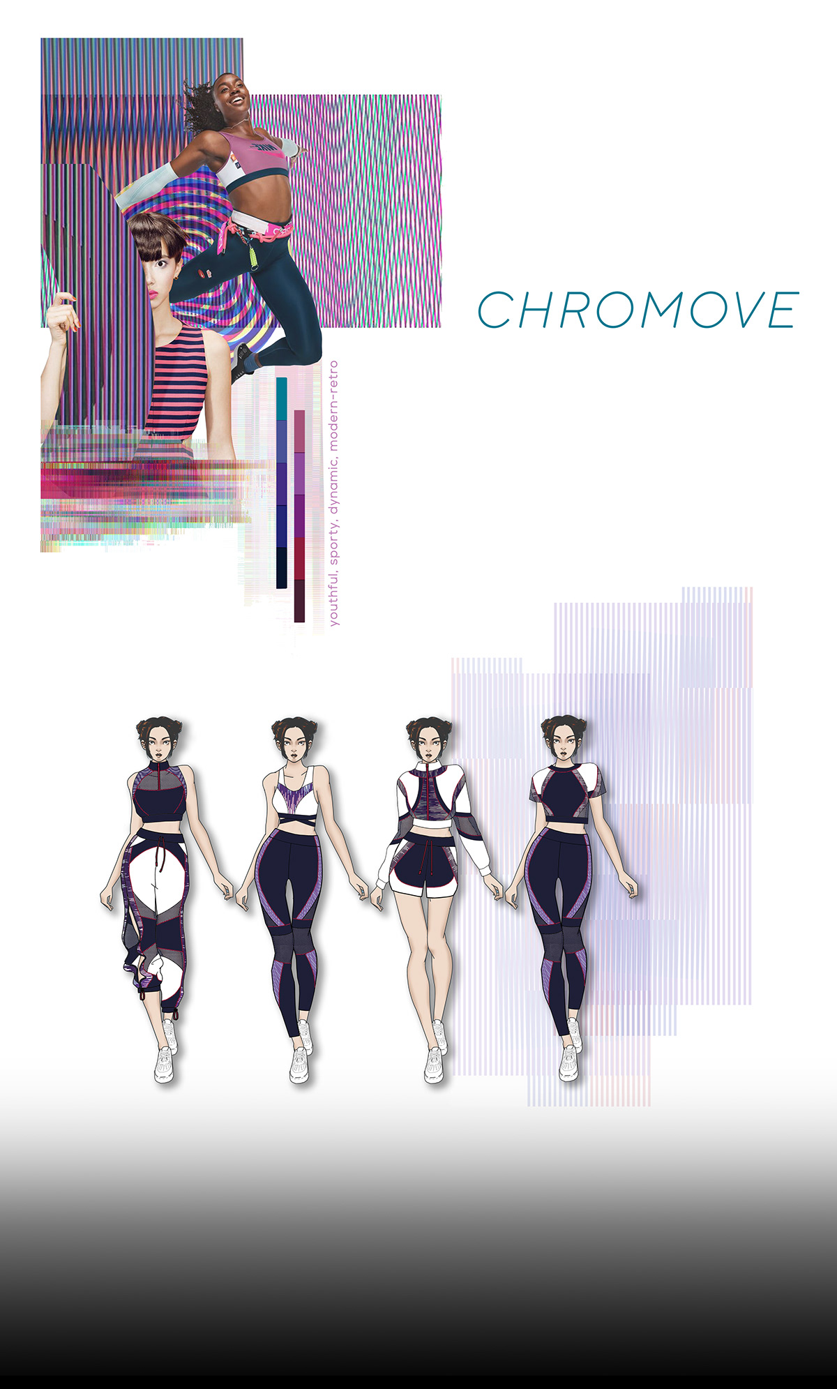 Fashion  fashion design optical art thermochromic screen printing Sportswear activewear womenswear pattern design  fashion illustration