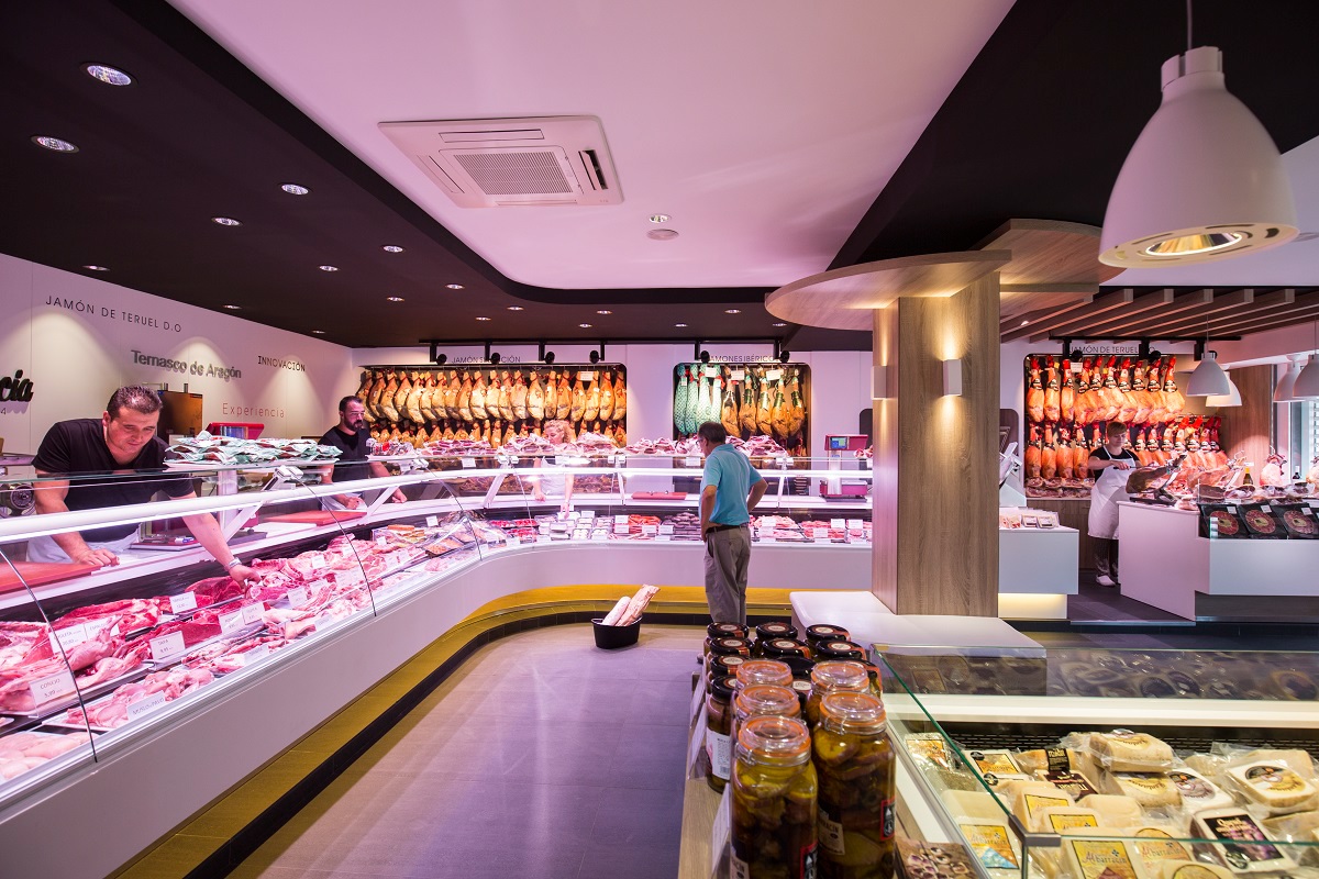 butcher shop butchery butcher Retail delicatessen meat ham Food  refrigerated cases