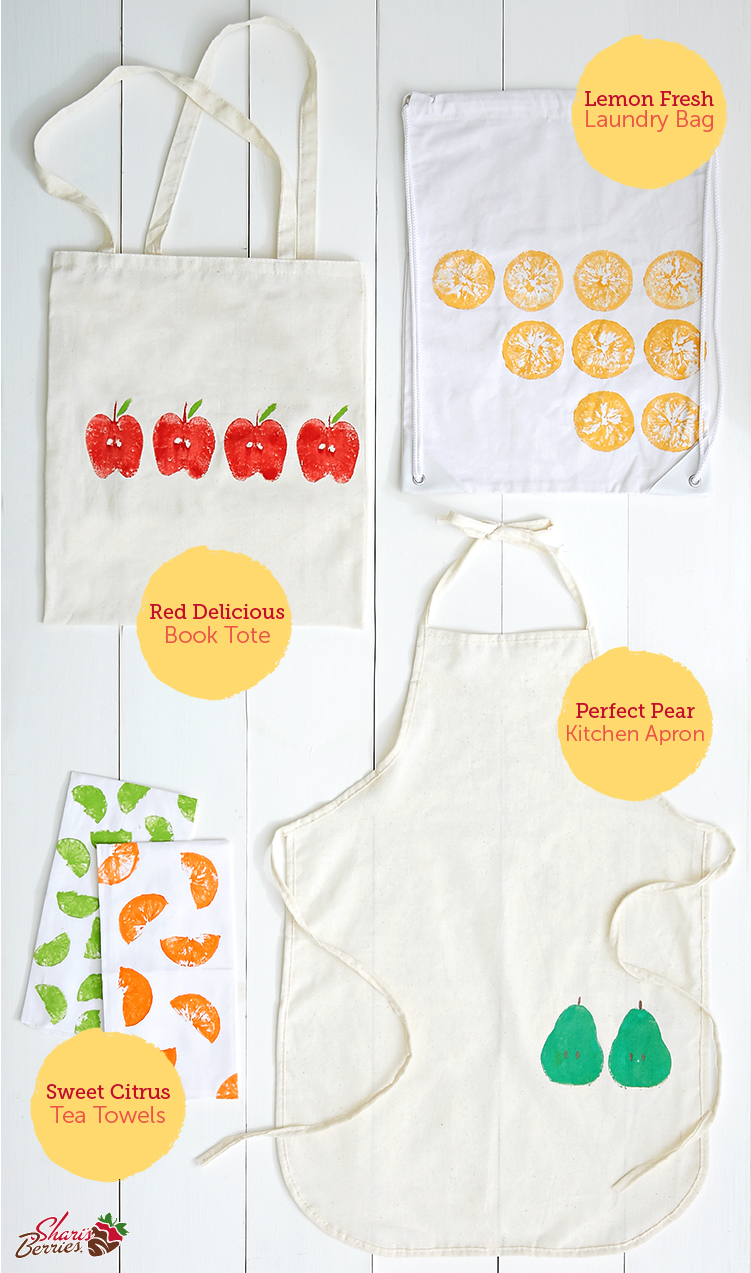 Fruit stamps DIY how to photo styling apple lemon paints
