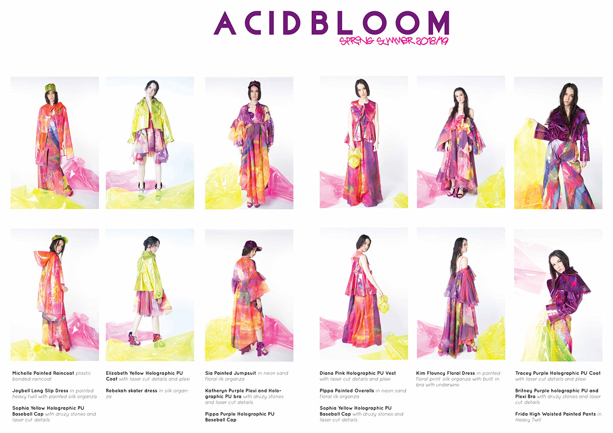 acid bloom Hong Kong orchids floral neon holographic Dawn Bey singapore asia SCAD shiny laser cut prints Volume draping