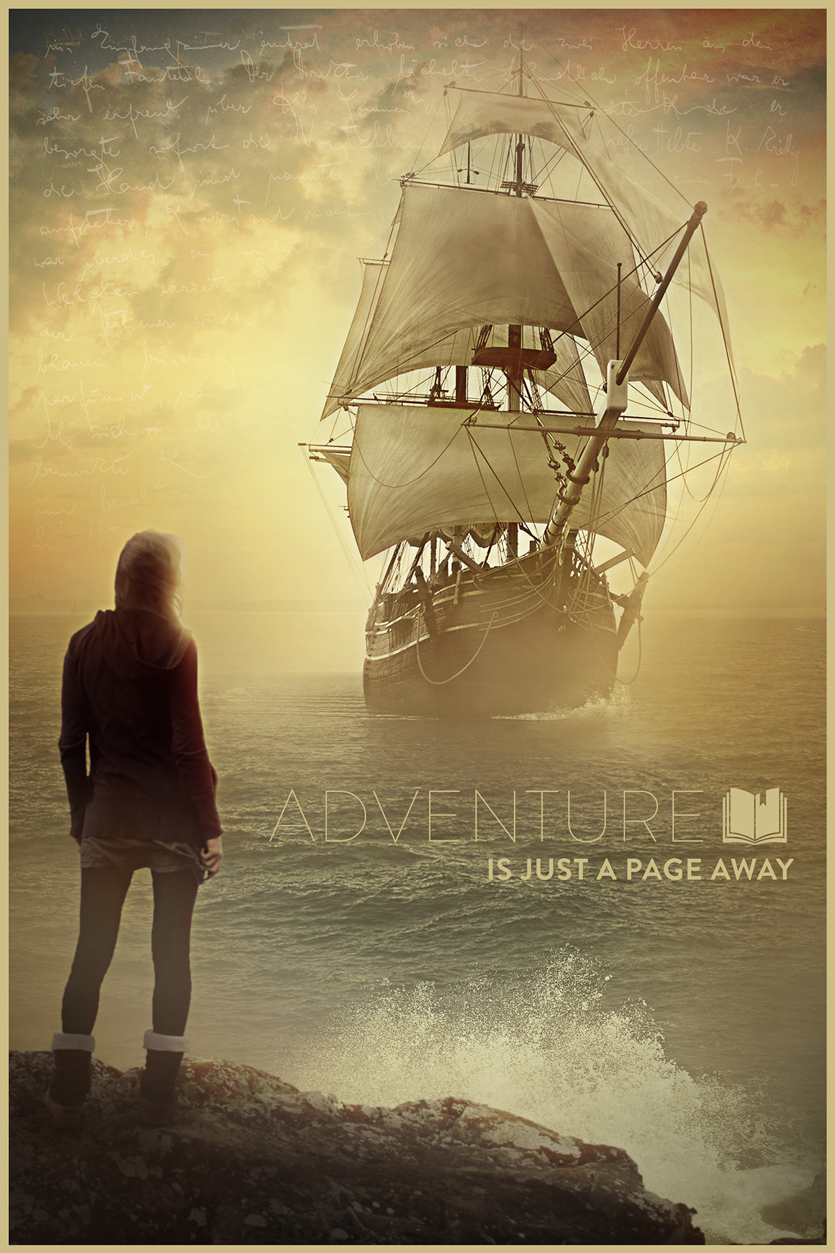 ship adventure photoshop Composite photo Reading books fantasy