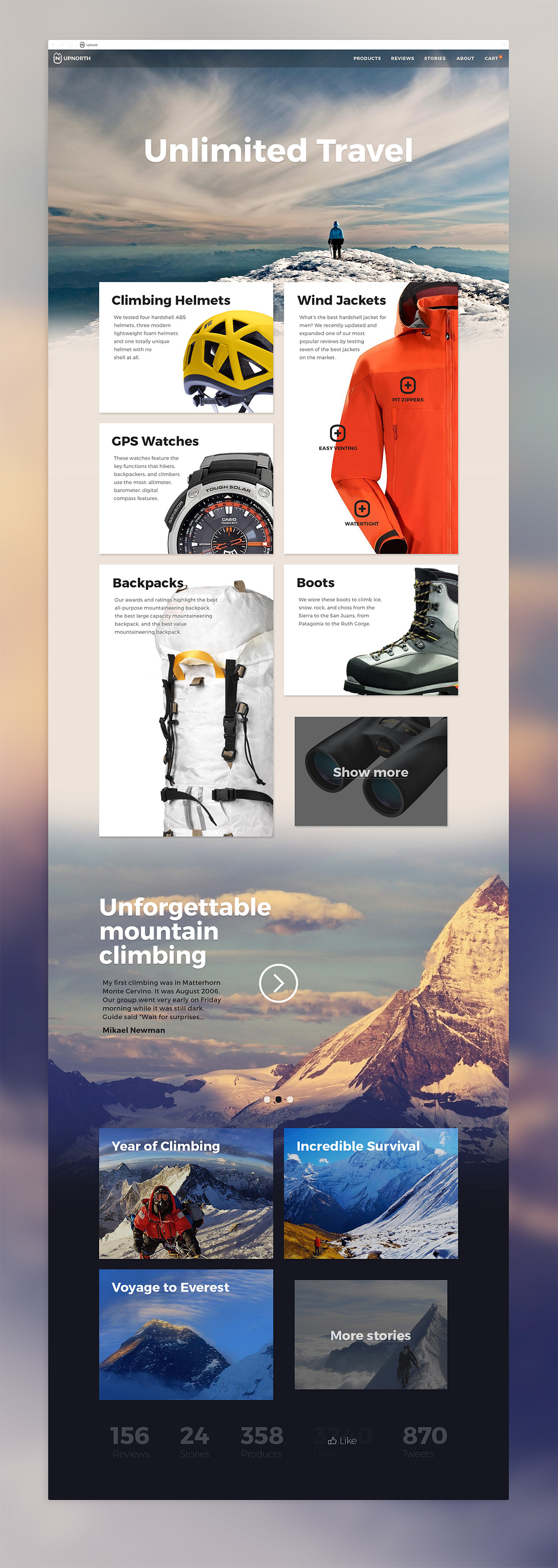 design climbing mountain Travel Website ux Upnorth mountaineering